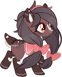 Size: 884x1092 | Tagged: safe, artist:cafne, derpibooru import, oc, oc only, deer, deer pony, original species, pony, base used, bow, eyelashes, female, hair bow, mare, simple background, smiling, solo, transparent background