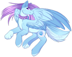 Size: 1411x1117 | Tagged: safe, artist:purplegrim40, derpibooru import, oc, oc only, hybrid, pony, choker, colored wings, paws, simple background, smiling, solo, spiked choker, transparent background, two toned wings, underhoof, wings