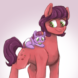 Size: 768x768 | Tagged: safe, artist:smirk, derpibooru import, oc, oc:cherry sweets, oc:grenadine, earth pony, diaper, duo, female, foal, mother and child, mother and daughter, pacifier, parent and child
