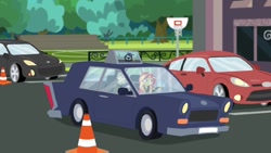 Size: 1200x675 | Tagged: safe, artist:thatradhedgehog, derpibooru import, edit, edited screencap, screencap, sunset shimmer, better together, driving miss shimmer, equestria girls, car, trabant