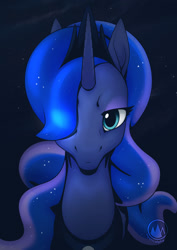 Size: 955x1351 | Tagged: safe, artist:mysticalpha, derpibooru import, princess luna, pony, bust, portrait, solo