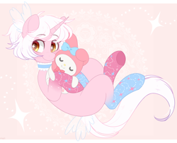 Size: 1200x969 | Tagged: safe, artist:higglytownhero, derpibooru import, oc, oc only, oc:rosy sky, pony, unicorn, choker, coat markings, female, mare, smiling, socks (coat marking), solo, starry eyes