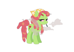 Size: 773x542 | Tagged: safe, alternate version, artist:idkhesoff, artist:selenaede, derpibooru import, tree hugger, earth pony, pony, 420, base used, blunt, drugs, female, mare, marijuana, palindrome get, simple background, smoke, smoking, solo, transparent background