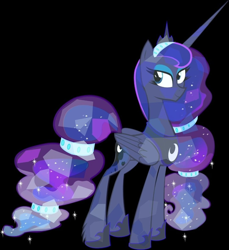 Size: 1080x1178 | Tagged: artist needed, safe, derpibooru import, princess luna, alicorn, crystal pony, pony, black background, crystal luna, crystallized, simple background, solo