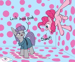 Size: 2400x2000 | Tagged: safe, artist:rocket-lawnchair, derpibooru import, maud pie, pinkie pie, earth pony, pony, cartoon physics, pinkie being pinkie, pinkie physics, twister