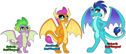 Size: 1280x556 | Tagged: safe, artist:missbramblemele, derpibooru import, princess ember, smolder, spike, dragon, best pony, dragon trio, dragoness, female, simple background, teenaged dragon, transparent background, winged spike, wings