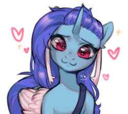 Size: 2544x2273 | Tagged: safe, artist:azaani, derpibooru import, oc, oc only, alicorn, pony, alicorn oc, blurry, commission, female, heart, heart eyes, horn, looking at you, mare, simple background, solo, sparkles, white background, wingding eyes, wings, your character here