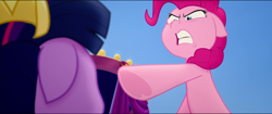 Size: 1920x808 | Tagged: safe, derpibooru import, screencap, pinkie pie, twilight sparkle, twilight sparkle (alicorn), alicorn, pony, my little pony: the movie, angry, pointing