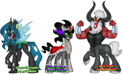 Size: 1280x782 | Tagged: safe, artist:missbramblemele, derpibooru import, king sombra, lord tirek, queen chrysalis, changeling, pony, antagonist, simple background, transparent background