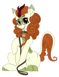 Size: 2360x3080 | Tagged: safe, artist:brainiac, derpibooru import, autumn blaze, kirin, bell, bell collar, collar, cute, female, leash, mare, pet play, pregnant, simple background, solo, transparent background, warmup