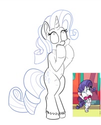 Size: 673x827 | Tagged: artist needed, safe, derpibooru import, edit, screencap, rarity, pony, semi-anthro, unicorn, g4, my little pony: pony life, emotions, female, g4.5 to g4, generation leap, mare, my little pony, reference, screencap reference, sketch, solo