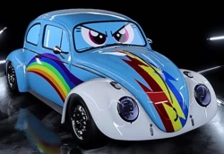 Size: 930x638 | Tagged: safe, artist:bubbabrick, derpibooru import, rainbow dash, 3d, car, carified, cars (pixar), inanimate tf, need for speed, need for speed heat, transformation, volkswagen, volkswagen beetle