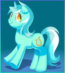 Size: 1284x1439 | Tagged: safe, artist:relighted, derpibooru import, lyra heartstrings, pony, unicorn, cute, digital art, fanart, female, full body, lineless, mare, simple background