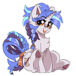 Size: 900x900 | Tagged: safe, artist:star-theft, derpibooru import, oc, oc only, oc:novelist, pony, unicorn, braid, chest fluff, female, frog (hoof), mare, simple background, solo, tongue, tongue out, transparent background, underhoof