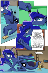 Size: 1800x2736 | Tagged: safe, artist:candyclumsy, derpibooru import, princess luna, dragon, comic:luna's cronenberg, accident, book, canterlot, canterlot castle, claws, comic, commissioner:bigonionbean, crown, cutie mark, dragoness, dragonified, dresser, ethereal mane, female, furniture, horn, jewelry, lunadragon, magic, monochrome, regalia, scales, shocked, species swap, surprised, tail, tail whip, talking to herself, wings, writer:bigonionbean