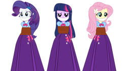 Size: 1024x576 | Tagged: safe, artist:cartoonmasterv3, derpibooru import, fluttershy, rarity, twilight sparkle, human, equestria girls, bondage, bound and gagged, cloth gag, clothes, female, gag, help, long skirt, scared, simple background, skirt, tied up, transparent background, worried