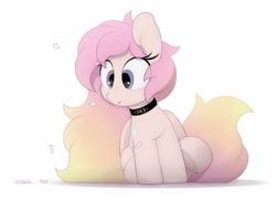 Size: 2917x2100 | Tagged: safe, artist:mochi_nation, derpibooru import, oc, oc only, pegasus, pony, choker, female, flower petals, gradient mane, heterochromia, mare, simple background, white background