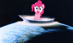 Size: 1280x768 | Tagged: safe, artist:roborg, derpibooru import, pinkie pie, asteroid, earth, macro, size difference