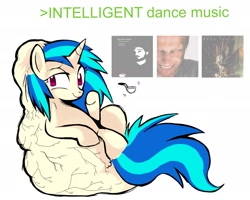 Size: 2429x1940 | Tagged: safe, artist:yidwags, derpibooru exclusive, derpibooru import, dj pon-3, vinyl scratch, album, aphex twin, brain, implying, meme, organs, pipe, simple background, smart, smug, solo, squarepusher, white background, wojak