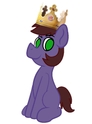 Size: 523x704 | Tagged: safe, artist:xppp1n, oc, oc:peeps, ponybooru collab 2022, burger king crown, looking at you, male, simple background, sitting, solo, stallion, transparent background