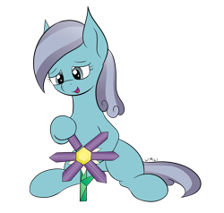 Size: 2588x2460 | Tagged: safe, artist:wapamario63, arctic lily, crystal pony, arts and crafts, crystal flower, cute, female, flower, mare, open mouth, simple background, sitting, solo, transparent background