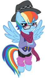 Size: 1883x3184 | Tagged: safe, artist:dentist73548, artist:tygerbug, derpibooru import, rainbow dash, pegasus, pony, clothes, female, glasses, hipster, mare, rainbow dork, scarf, show accurate, simple background, solo, swag, transparent background, vector
