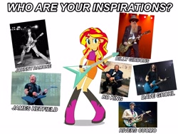 Size: 4096x3072 | Tagged: safe, derpibooru import, sunset shimmer, equestria girls, bare shoulders, bb king, dave grohl, electric guitar, flying v, foo fighters, guitar, james hetfield, johnny ramone, metallica, musical instrument, rivers cuomo, sleeveless, the ramones, weezer, zz top