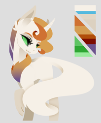 Size: 1636x2000 | Tagged: safe, artist:ryrxian, derpibooru import, oc, oc only, hybrid, pony, unicorn, horn, interspecies offspring, offspring, parent:capper dapperpaws, parent:rarity, parents:capperity, reference sheet, simple background, smiling, solo, unicorn oc