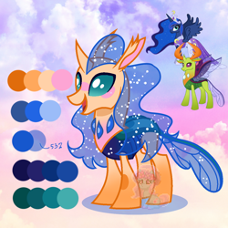 Size: 1100x1100 | Tagged: safe, artist:shiee-artopia223, derpibooru import, princess luna, thorax, alicorn, pony, base used, female, fusion, mare, reference sheet, show accurate