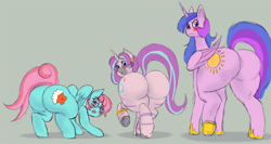 Size: 1500x796 | Tagged: safe, artist:weasselk, derpibooru import, posey shy, princess celestia, starlight glimmer, twilight sparkle, twilight sparkle (alicorn), windy whistles, zecora, oc, oc:gentle breeze, oc:princess morning star, oc:voodoo charms, alicorn, earth pony, pegasus, pony, unicorn, zebra, alicorn oc, alicorn princess, blushing, bracelet, butt, clothes, commissioner:bigonionbean, crown, cutie mark, ear piercing, earring, female, flank, fusion, fusion:gentle breeze, fusion:princess morning star, fusion:voodoo charms, glasses, horn, huge butt, jewelry, large butt, mare, piercing, plot, regalia, shoes, wings, writer:bigonionbean, zeeb