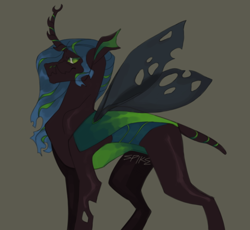 Size: 640x590 | Tagged: safe, artist:transmasctwilight, derpibooru import, queen chrysalis, changeling, changeling queen, canterlot wedding 10th anniversary, female, horn, redesign, simple background, spread wings, tail, wings