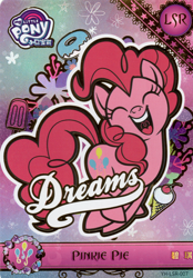 Size: 2808x4032 | Tagged: safe, derpibooru import, pinkie pie, earth pony, pony, g4, card, female, kayou, mare, merchandise, my little pony logo, official, solo, text, trading card