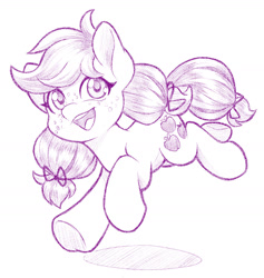 Size: 1200x1266 | Tagged: safe, artist:dstears, derpibooru import, applejack, earth pony, pony, cute, female, filly, filly applejack, foal, jackabetes, monochrome, sketch, younger