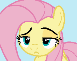 Size: 1000x800 | Tagged: safe, artist:anonymous, derpibooru import, edit, edited screencap, screencap, fluttershy, pegasus, pony, flutter brutter, blue background, female, fluttershy is not amused, frown, lidded eyes, mare, reaction image, simple background, solo, unamused