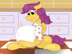 Size: 2000x1500 | Tagged: safe, artist:theimmortalwolf, derpibooru import, bon bon (g1), earth pony, pony, belly, big belly, pregnant