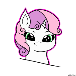 Size: 2048x2048 | Tagged: safe, artist:msbluejune, derpibooru import, sweetie belle, unicorn, cute, diasweetes, female, filly, foal, simple background, solo, white background