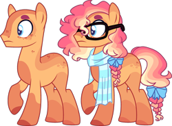 Size: 2933x2161 | Tagged: safe, artist:kurosawakuro, derpibooru import, earth pony, pony, clothes, glasses, male, offspring, parent:pinkie pie, parent:sunburst, scarf, simple background, solo, stallion, transparent background