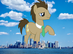 Size: 2048x1536 | Tagged: safe, artist:kooner-cz, artist:thegiantponyfan, derpibooru import, doctor whooves, earth pony, pony, giant doctor whooves, giant pony, giant/macro earth pony, highrise ponies, irl, macro, male, manhattan, mega giant, new york, new york city, photo, ponies in real life, raised hoof, raised leg, stallion, story included