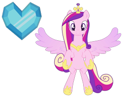 Size: 1306x1036 | Tagged: safe, alternate version, artist:westrail642fan, derpibooru import, princess cadance, pegasus, bipedal, clothes, crown, crystal heart, jewelry, race swap, regalia, shoes, simple background, solo, spread wings, transparent background, westrail642fan's cadance template, wings