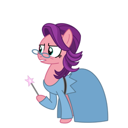 Size: 1280x1281 | Tagged: safe, artist:chanyhuman, derpibooru import, spoiled rich, earth pony, pony, clothes, cosplay, costume, dreamworks, dress, fairy godmother, female, glasses, magic wand, mare, shrek, shrek 2, simple background, spoiled milk, transparent background, vector