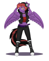 Size: 1700x2100 | Tagged: safe, artist:darkdreamingblossom, derpibooru import, oc, oc:dark dreaming blossom, anthro, pegasus, anthro oc, choker, clothes, female, midriff, one eye closed, pegasus oc, simple background, solo, transparent background