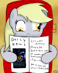 Size: 880x1107 | Tagged: safe, artist:freefraq, derpibooru import, derpy hooves, pegasus, pony, female, newspaper, reading, solo