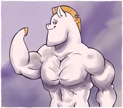 Size: 1434x1264 | Tagged: safe, artist:raph13th, derpibooru import, bulk biceps, semi-anthro, chad, digital art, flexing, muscles, solo, traditional art, watercolor painting