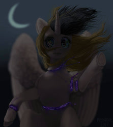 Size: 1200x1350 | Tagged: safe, artist:pessadie, derpibooru import, oc, oc only, alicorn, pony, alicorn oc, crescent moon, female, horn, mare, moon, solo, wings