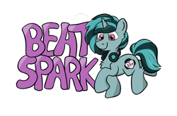 Size: 2922x1927 | Tagged: safe, artist:single purpose, derpibooru import, oc, oc only, oc:beatspark, pony, unicorn, badge, con badge, cutie mark, simple background, solo, text, transparent background