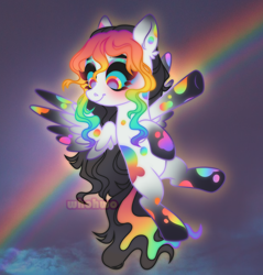 Size: 2758x2888 | Tagged: safe, artist:whohwo, derpibooru import, oc, oc only, pegasus, pony, base used, ear piercing, eyelashes, female, flying, looking down, mare, multicolored hair, pegasus oc, piercing, rainbow hair, solo, wings