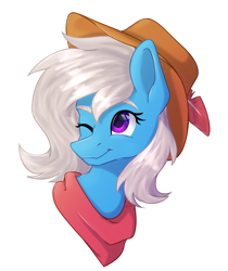 Size: 1869x2220 | Tagged: safe, artist:lambydwight, derpibooru import, oc, oc only, oc:quiver, pony, bust, cowboy hat, hat, portrait, simple background, solo, white background