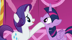 Size: 1280x720 | Tagged: safe, derpibooru import, screencap, twilight sparkle, twilight sparkle (alicorn), alicorn, pony, unicorn, season 5, what about discord?, cute, duo, duo female, female, hoof on chin, looking at each other, looking at someone, mare, rarilight confront, talking, twiabetes