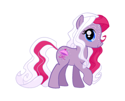 Size: 1200x968 | Tagged: safe, artist:vernorexia, derpibooru import, earth pony, pony, g3, g4, blue eyes, freckles, g3 to g4, generation leap, glitter, i can't believe it's not hasbro studios, long mane, long tail, pretty parasol, purple coat, red mane, show accurate, simple background, solo, tail, transparent background, white mane