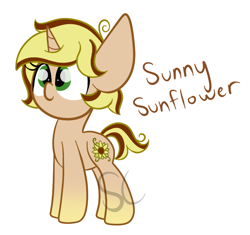 Size: 805x758 | Tagged: safe, artist:sugarcloud12, derpibooru import, oc, oc:sunny sunflower, pony, unicorn, female, filly, foal, simple background, solo, white background